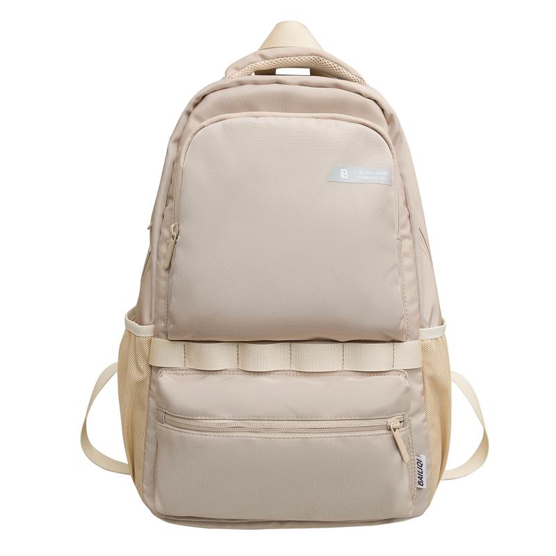 Men Solid Color Backpack Large Capacity Computer Bag Travel Couple Backpack Student Schoolbag