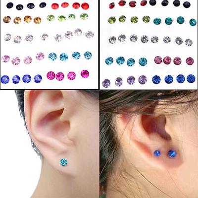 20 Pairs Women Shiny Rhinestone Allergy Free Ear Studs Fashion Earrings