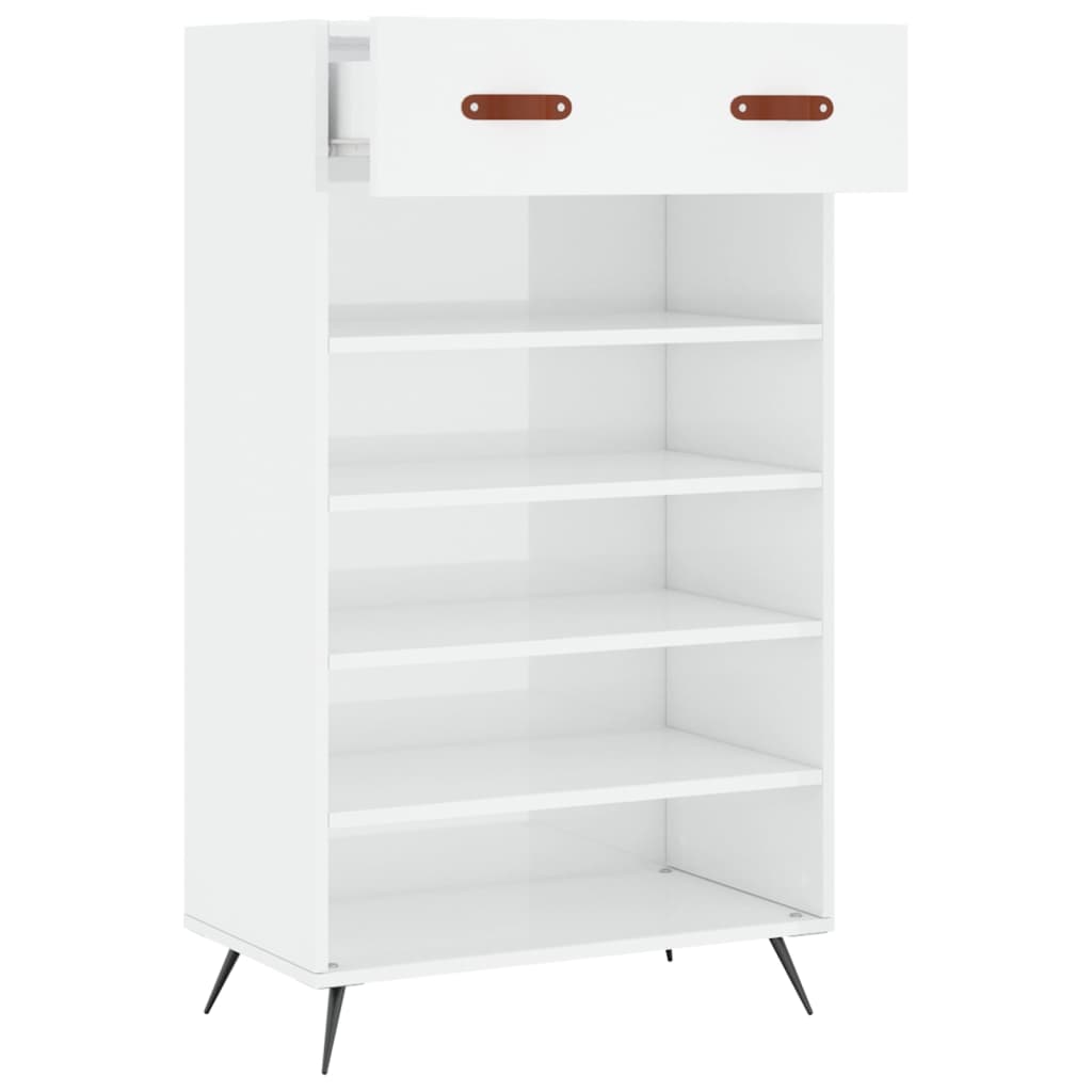 Shoe Cabinet High Gloss White 60 x 35 x 105 cm Engineered Wood