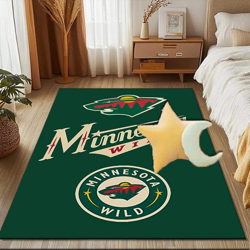 Minnesota-Wild Hockey Team Floor Mat for Living Room, Game Rooms, Office, Bedroom, Office Floor Mat Playful Design, Christmas Fan Gifts