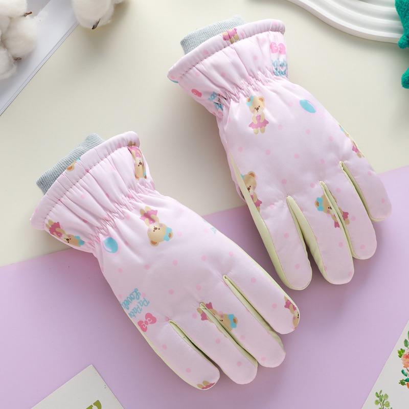Children's Ski Gloves Winter Boys Season Cycling Girls Outdoor Fleece Thickened Water-proof Windproof Cold-resistant Gloves