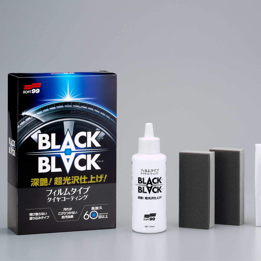 SOFT99 Tire Black for protecting and polishing car Includes two dedicated sponges and protective Product Coating, Black, tires. gloves. code 02082.