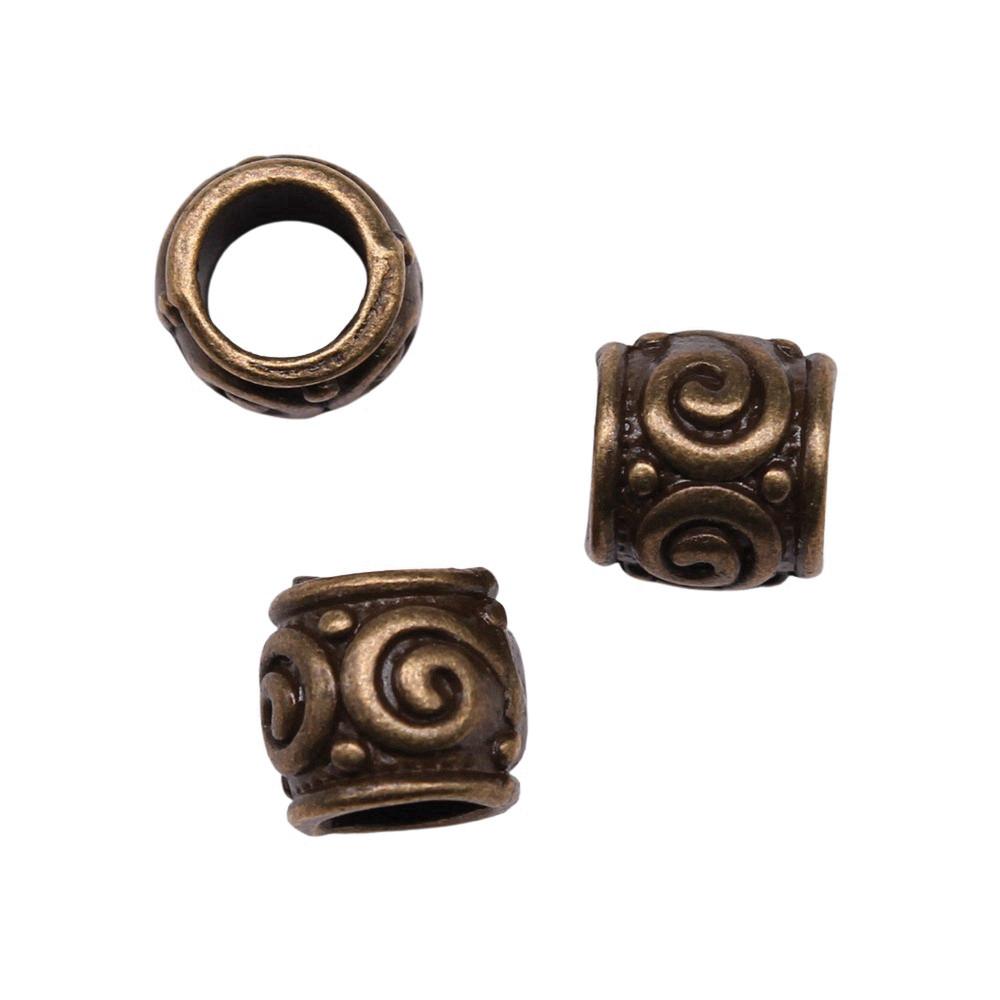 Vintage Floral Pattern Cylinder Beads Antique Style Large Hole Spacers For DIY