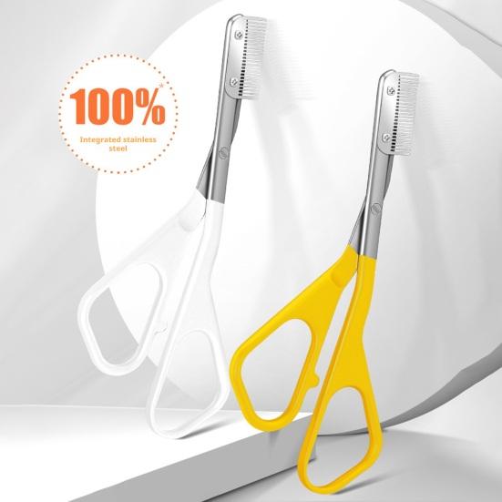 Eyebrow Trimming Scissors with Comb Stainless Steel Professional Non-Slip Precision Eyebrow Trimmer Men Women Brow Hair Removal Grooming Tool