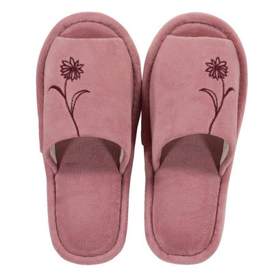 Senko Sway Slippers, One Size Fits All, Pink, Floral Embroidery, Washable, Toilet Slippers, 61663