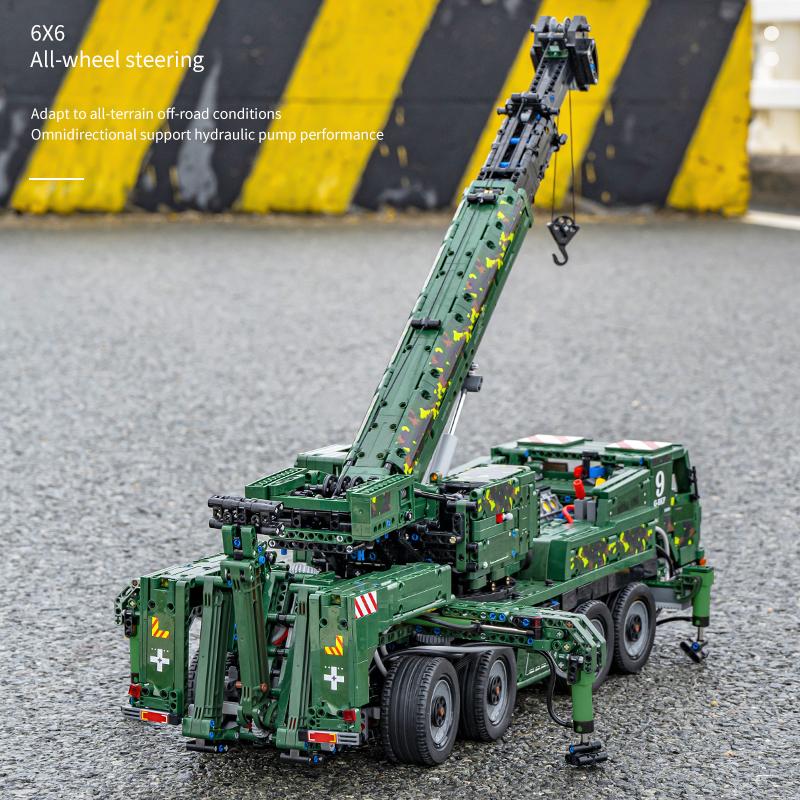 MOULD KING 20009 Technisches Ingenieursspielzeug für Erwachsene, gepanzerter Bergungskran, Bausteine, Ziegel, pneumatischer Kran, Kinderspielzeug