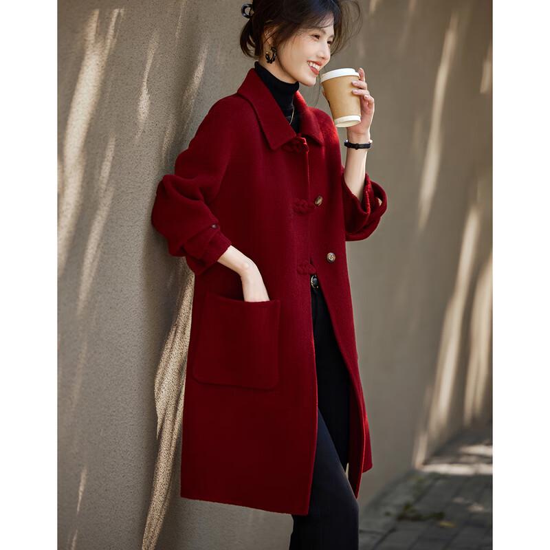 Water-like Years Women's Elegant 100% Wool Mid-length Coat