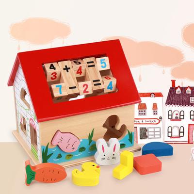 Kinder Baby Holz Intellektuelle Haus Blöcke und Zählen Pädagogisches Spielzeug
