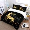Golden Reindeer Christmas Decor Bedding Duvet Cover Set Duvet Cover Pillowcases  (1*Duvet Cover 2*Pillowcases, without duvet insert)