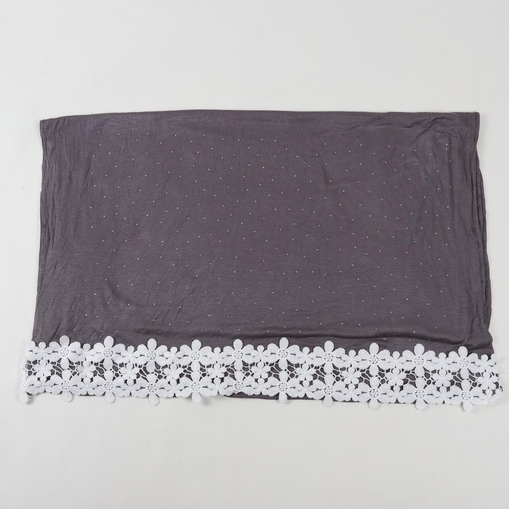 Muslim Jersey Hijab With Rhinestones Lace Hijabs Scarf For Woman Abayas Jersey Scarf Islamic Dress Women Turbans Headscarf Femme