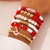 Versatile Unisex Football Charm Letter Beaded Bracelet Elastic Band Handchain for Everyday Wear Street Hand Jewelry