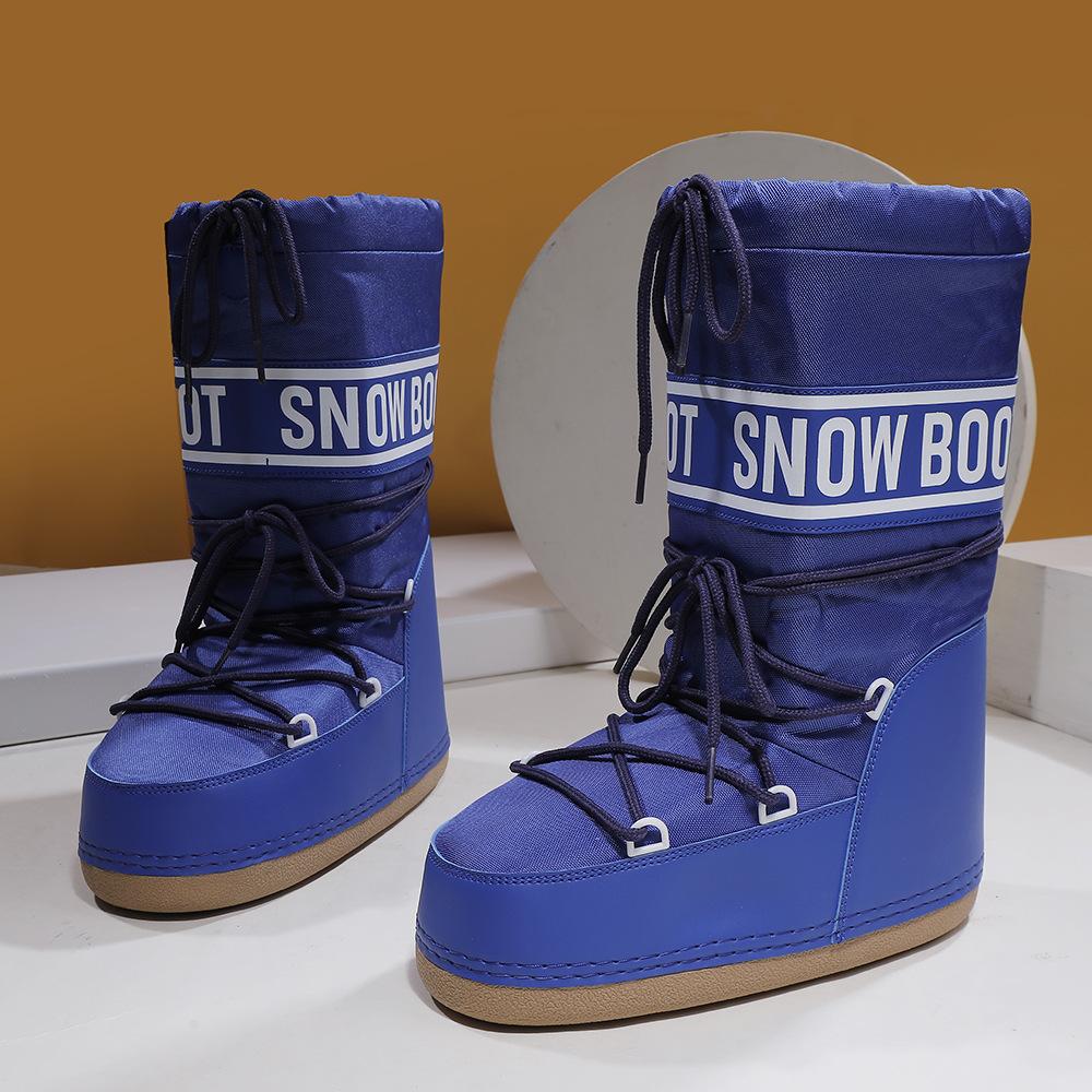 Women's thickened padded warm lightweight hiking mountaineering thick bottom waterproof non-slip sports and leisure long snow boots cotton shoes