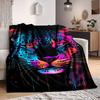 1pc Neon Leopard Print Blanket Lightweight Flannel Blanket Throw Blanket For Sofa, Bed, Travel, Camping, Livingroom, Office Yy251015154