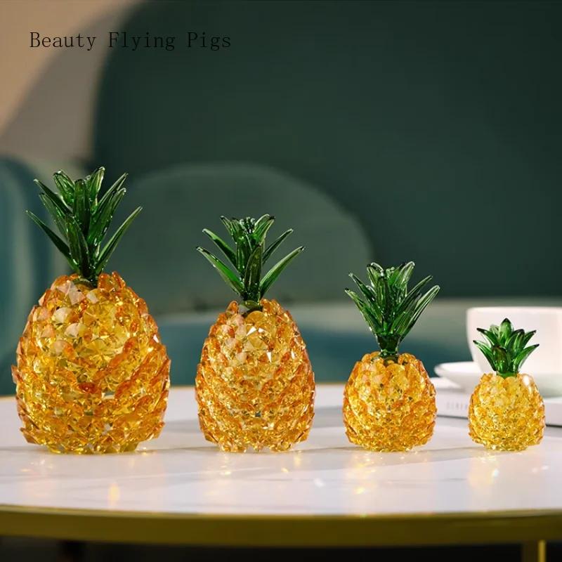 1PCS Creative Crystal Pineapple Living Room Wine Cabinet Wealth Attraction Decoration home decoration accessories feng shui