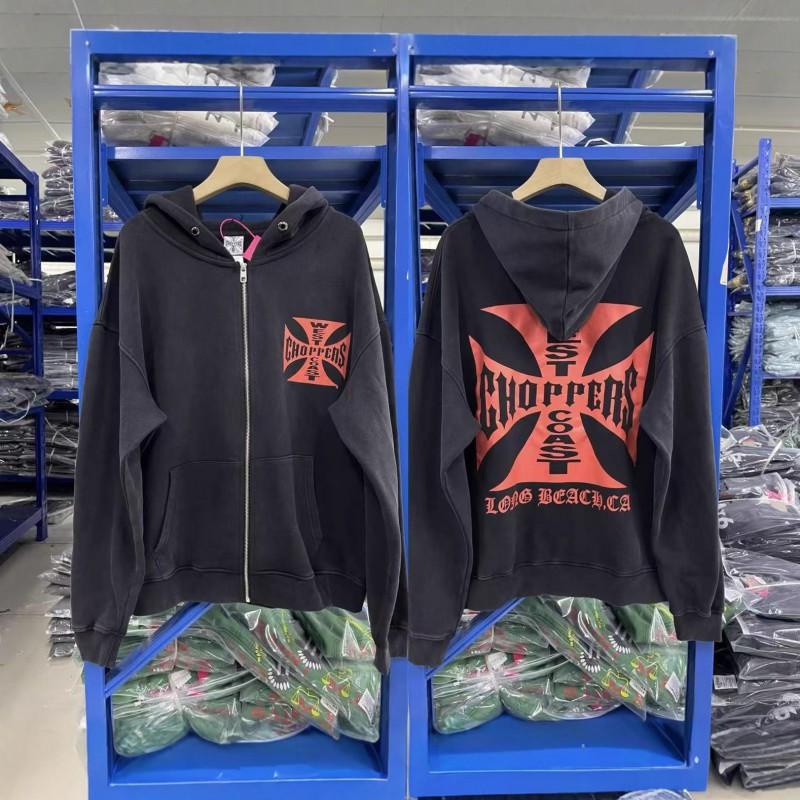 Mens Oversized Hooded Zip-Up Sweatshirt With