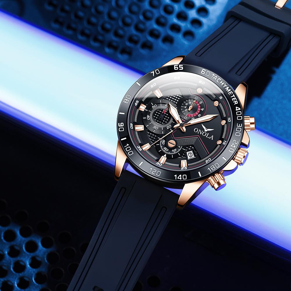 ONOLA multifunctional racing watch dial strap date night light waterproof outdoor sports quartz watch