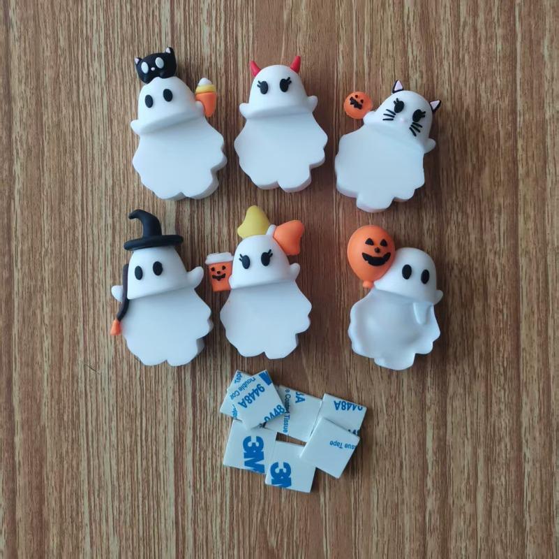 

6pcs/set Ghost Pumpkin Paste Mobile Phone Decoration Figurine Desktop Home Decoration Ornaments Plastic Modern Simple