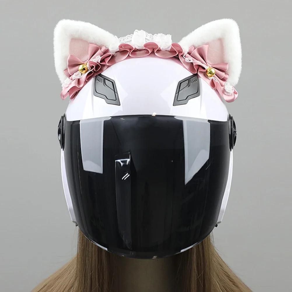 1Pc Creative Maid Cute Plush Ears Decorate Motorcycle Helmet Motocross Helmet Decor Sticker Accessories Cosplayer Styling