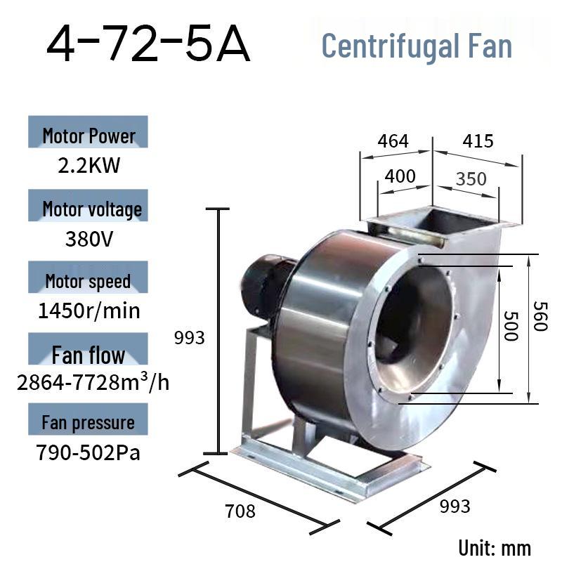 304 Stainless Steel Industrial Induced Draft Fan - Corrosion and High Temperature Resistant for Waste Gas and Paint Booth Ventilation.