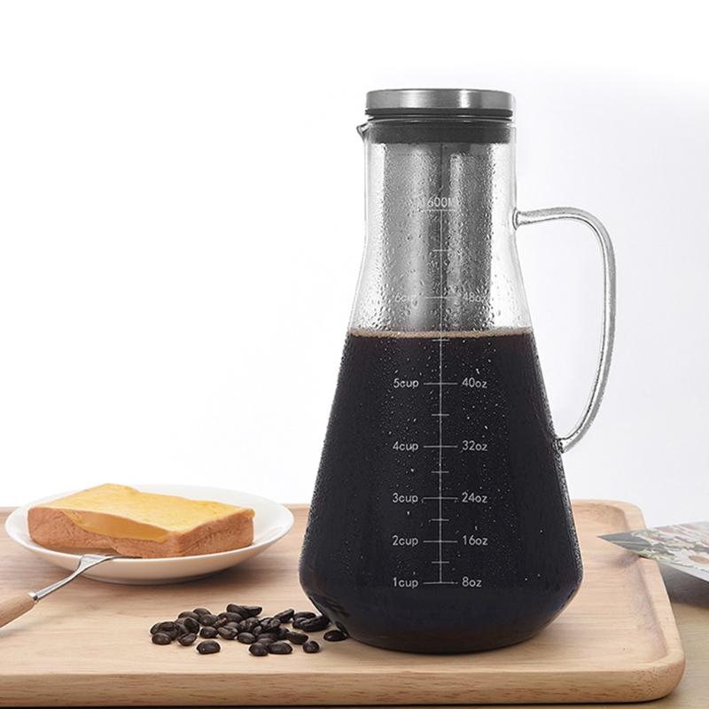 Buy 1600ml Large Capacity Coffee Pot with Scale Stainless Steel Flter