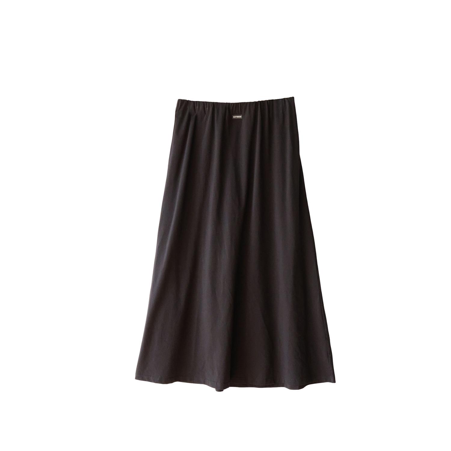 Plus Size High-Waisted Knit Midi Skirt - Fashionable Casual Mori Style for Women чёрный