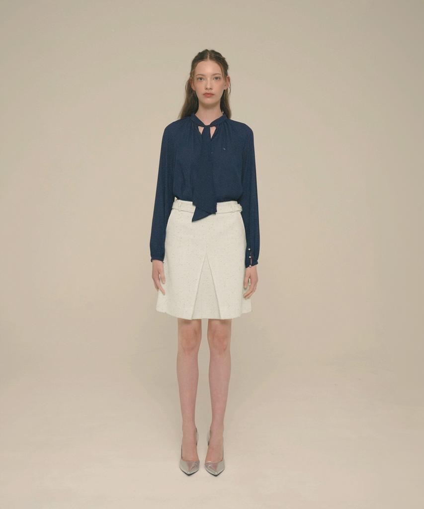 Aiseugadeuneiogongpal Crystal-Button Tweed Skirt_Vanilla Custard