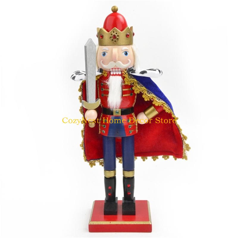 92MF Classical Nutcrackers Soldier Sculpture 38Cm Handmade Wooden Christmas Decoration For Festival Interior Styling