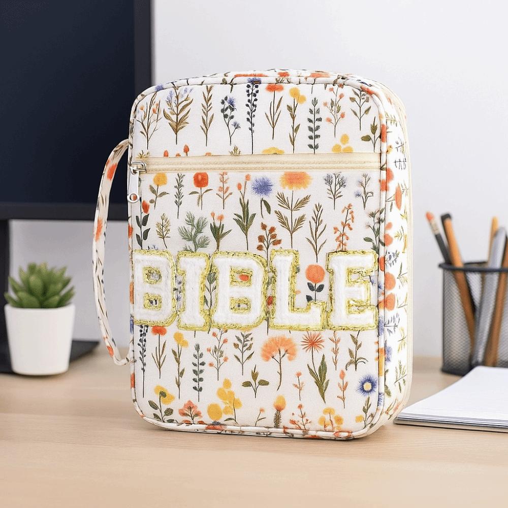Flora Bible Cover  Case Dustproof Stationery Storage Organizer Book Storage Bag  Study Supplies