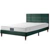 Upholstered Bed 1 Set Frame Cushion Spring Thick Headboard Mattress Solid Color Anti-wear for Room