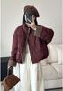Contrast color loose down jacket women's short new winter clothing small white duck down bread jacket thickened