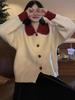2025 Autumn/Winter Women's Chic Color Block Doll Collar Cardigan