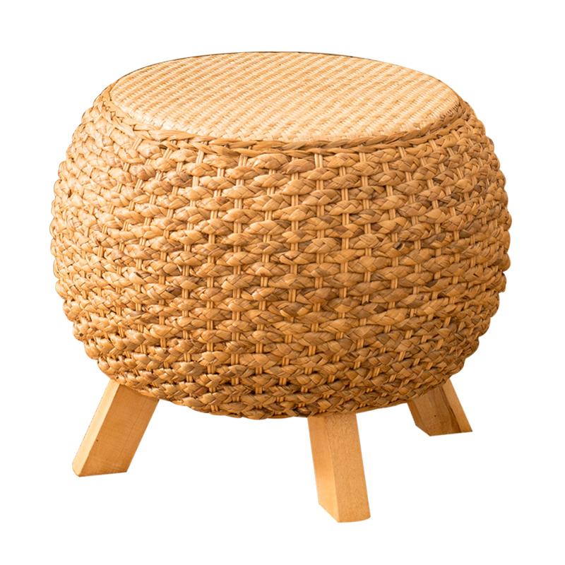 Klassischer runder Rattan-Sitzhocker für Wohnzimmer-Teetisch-Schminkbank-Schlafzimmer-Musizierpraxis-Sitz Guzheng-Klavierhocker