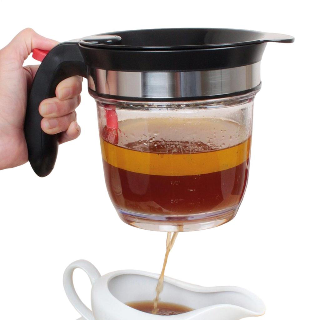 Gravy Fat Separator 1L Grease Strainer Fat Separator And Strainer With Bottom Release , Gravy Jug Fat Separator Cup For Kitchen