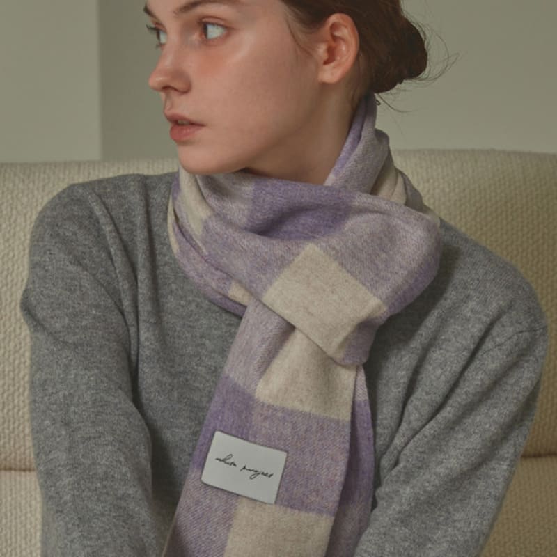 

White Project PATTERN VIRGIN WOOL MUFFLER_PURPLE PURPLE