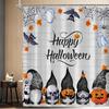 Halloween Shower Curtain Gnomes Pumpkins Ghosts Bats Spiders Happy Halloween Bathroom Decor Waterproof Fabric Festive Party