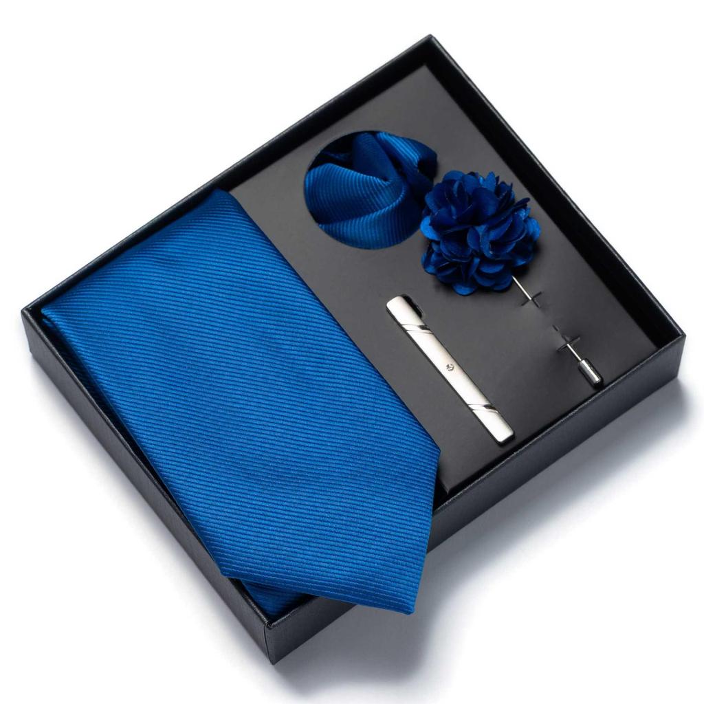 Men’s Luxury Solid Color Tie Gift Set - 4-Piece Formal Suit and Wedding Accessories