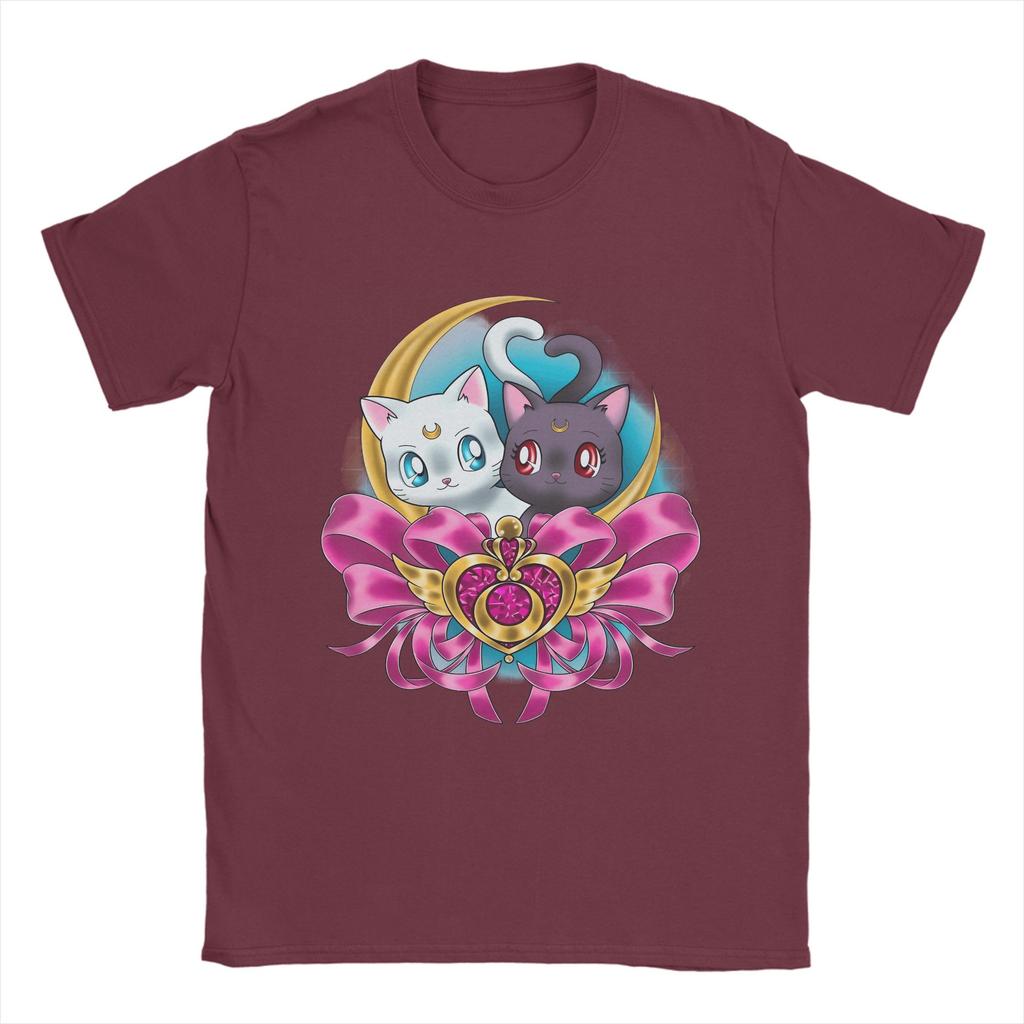 2026 Summer Unisexs Sailor Moon Cats T Shirts 100 Cotton Tops Casual Breathable Short Sleeve O Neck Tee Shirt Graphic TShirts