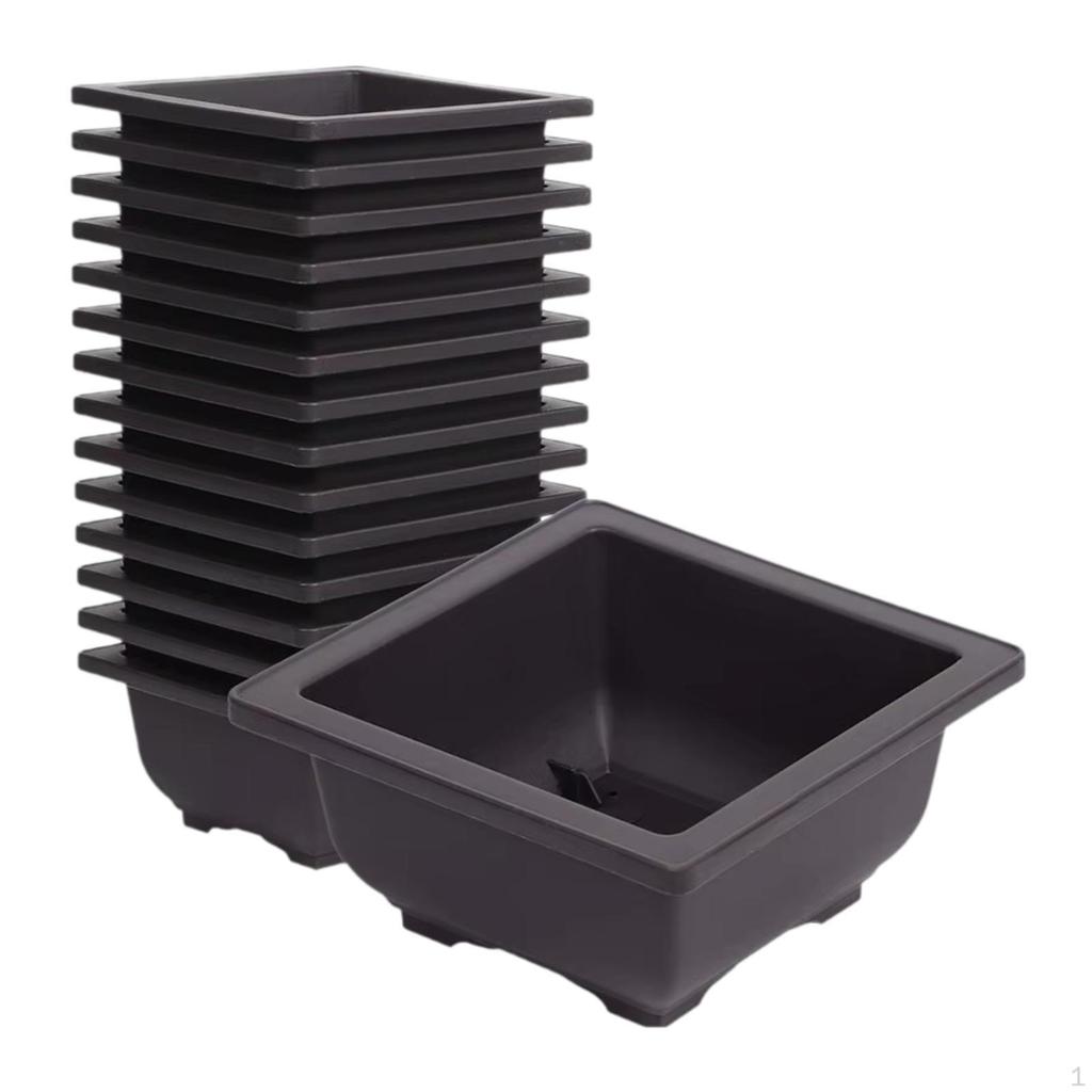 15 Pieces Flower Pots Plant Simple Square Multipurpose Planters Containers for Balcony Patio