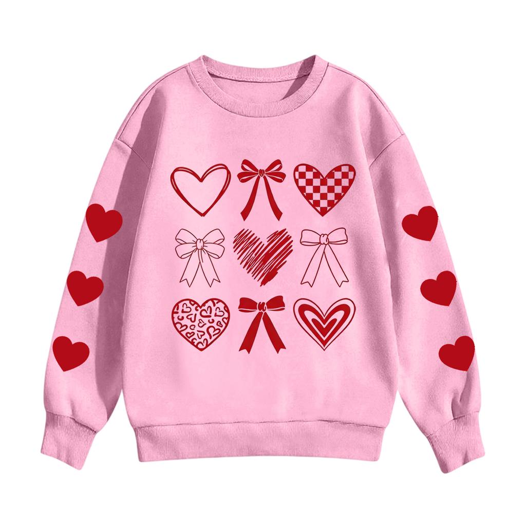 Children's Casual Round Neck Printed Pullover Long-sleeved Hooded Sweatshirt Top