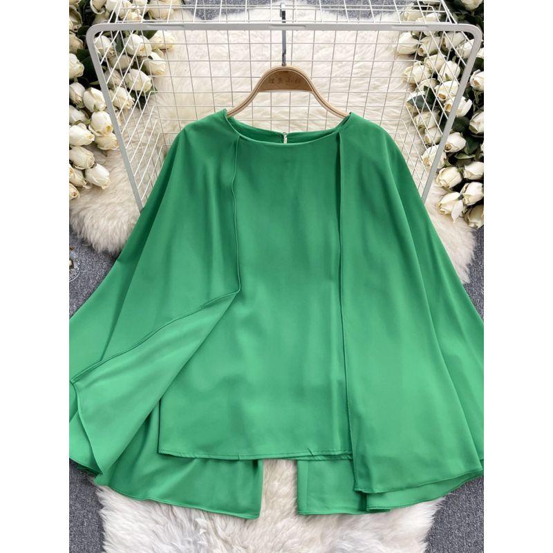and American Plus size women clothing Design Sense Cape Pullover Shirts Female Senior Sense Royal Sister Wear Temperament Spring Clothing Women's Top