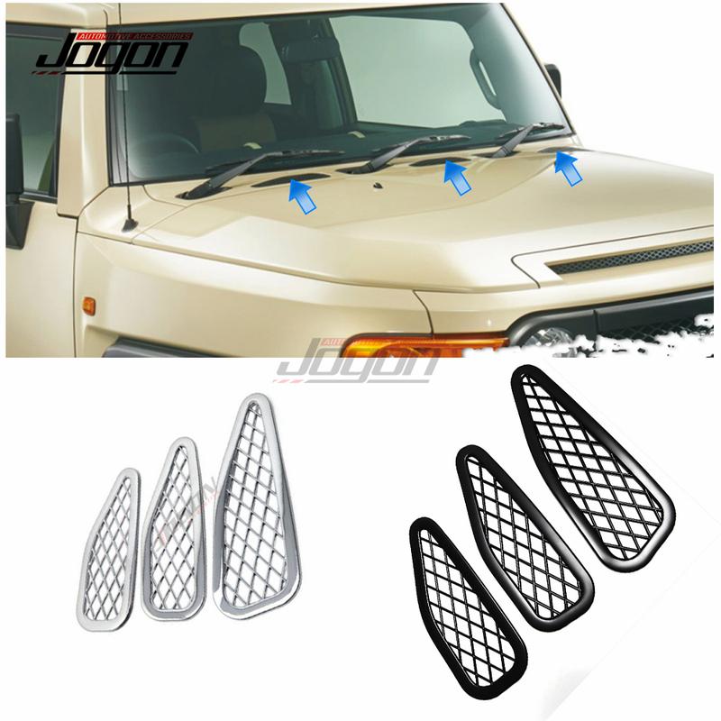 ABS Car Exterior Front Hood Air Vent Frame Stickers & Rear Spare Tire Side Panel Cover Trim For Toyota FJ Cruiser XJ10 2006-