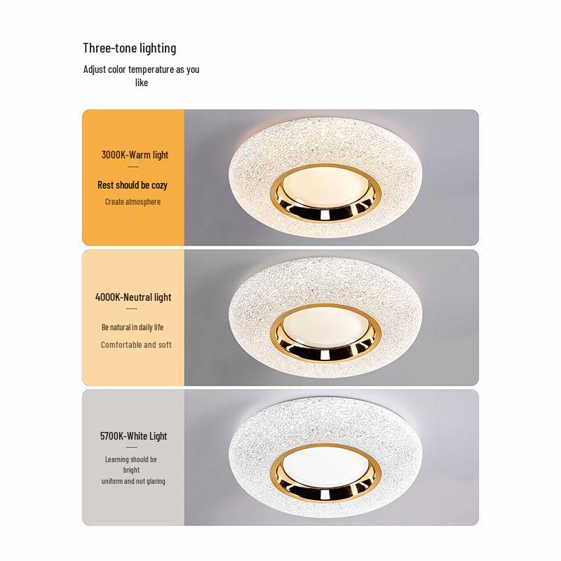 2025 Full Spectrum Super Bright LED Ceiling Light for Master Bedroom & Living Room - Modern Cream Style