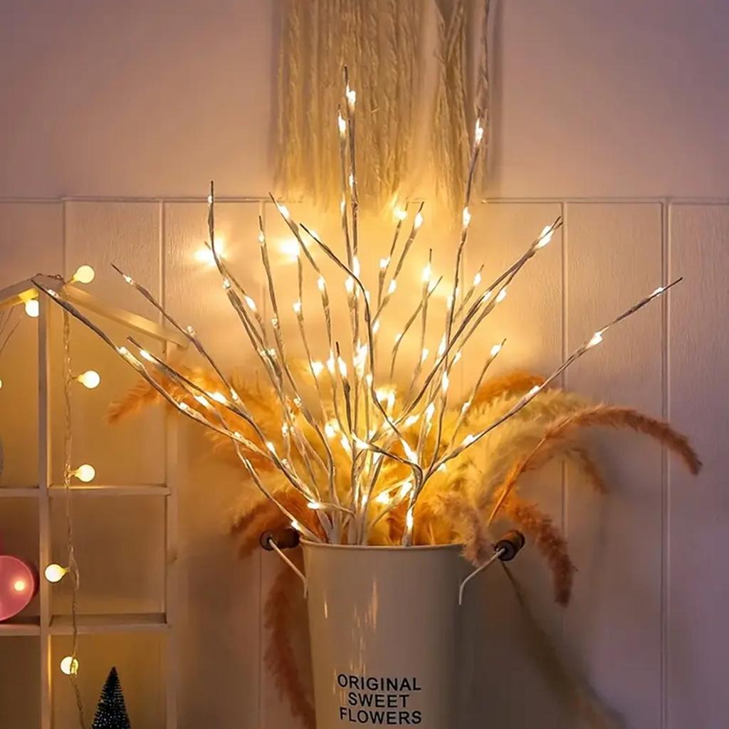 1 PC White Birch Branch Lights Battery Operated 50 LED Fairy Lights Willow Branches for Home Bedroom Inside Outdoor Decoration