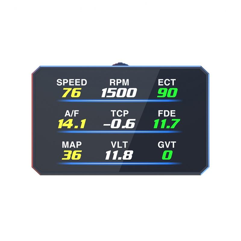 P16 Car Hud Obd2 Lcd Meter Head Up Display Speedometer Kmh,Mph Tachometer Water Temp Fuel Consumption Turbo Pressure