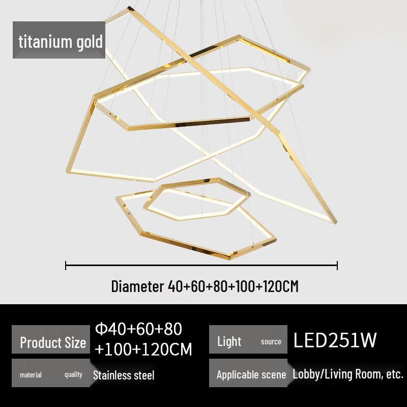 Post-modern Hexagonal Geometric LED Chandelier