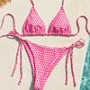 Dot Polka Tie Side Women Bikini Set Sexy Split Triangle Swimsuit For Beach Spa Multi Colors