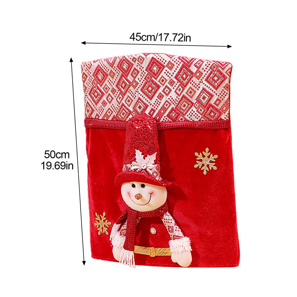 Snowman Xmas Chair Cover Holiday Festive Decor Removable Red Xmas Dinner Chair Seat Cover