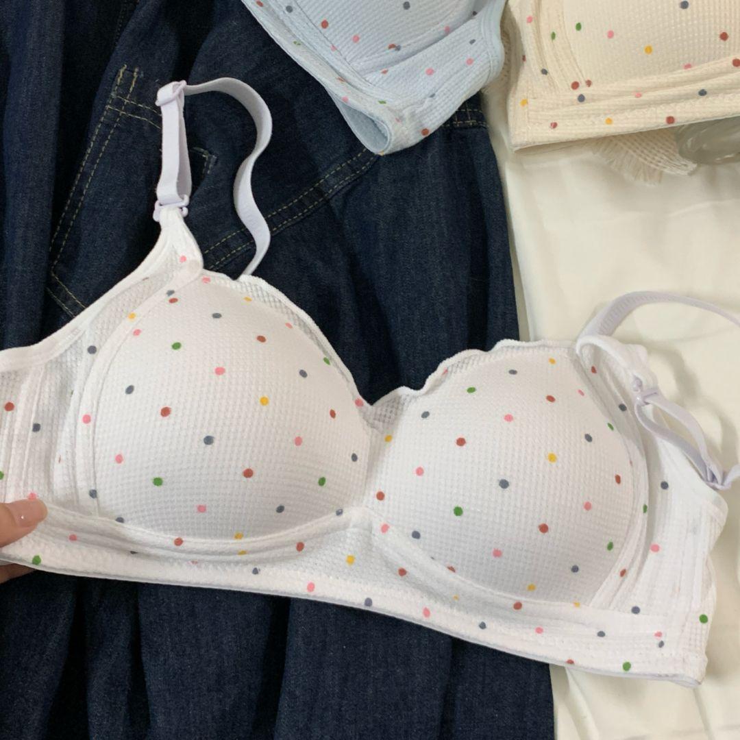 

Women s Colorful Polka Dot Push-Up Wire-Free Thin Non-Gaping Bra 32/70