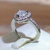 Romantische Liebe Weißer Zirkonia Ring Gestempeltes Herz Bling Bling Zirkonia Heiratsantrag Valentinstag Ring