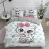 Juego de Ropa de Cama de Dibujos Animados Gatos Lindos Cómoda Funda Nórdica Funda de Almohada Juego de Cama Decoración Habitación Infantil Textiles para el Hogar